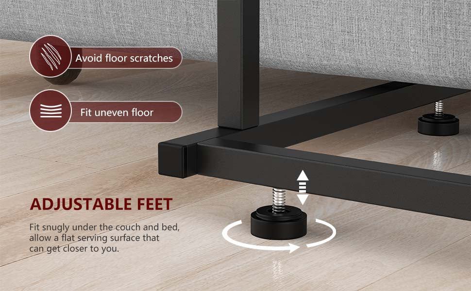 Evermagin C Shaped End Table with Charging Station, Small Side Table with Storage Bag for Couch and Recliner, Slide Under Sofa Tray for Living Room, Bedroom