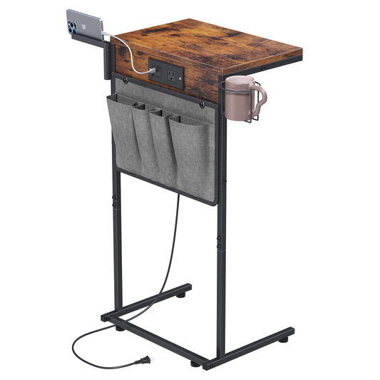 Evermagin TV Tray Table, Foldable Laptop Table with Mouse Tray for Couch, Portable Laptop Desk, Sofa Side Desk for Living Room, Bedroom, Rustic Brown