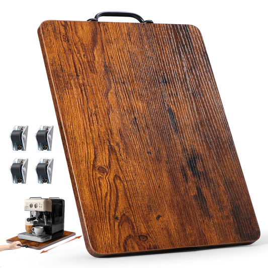 Evermagin Appliance Slider, Sliding Tray for Coffee Maker, Coffee Pot Slider for Countertop, Kitchen Appliance Rolling Tray with Rubber Wheels (Rustic Brown, Large - Wide (16" X 12.5"))