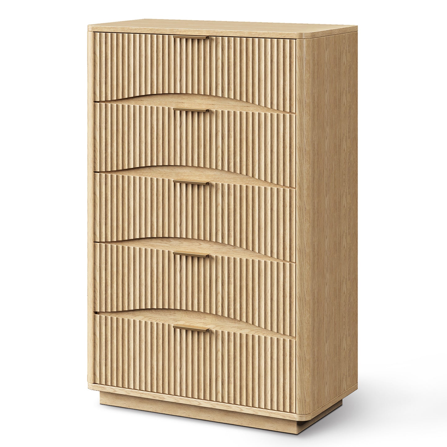 Evermagin Fluted 5 Drawers Dresser, 47" Tall Wooden Dressers Storage Organizer,Modern Chest of Drawers for Bedroom with Deep Storage, Living Room,Entryway, Natural Oak