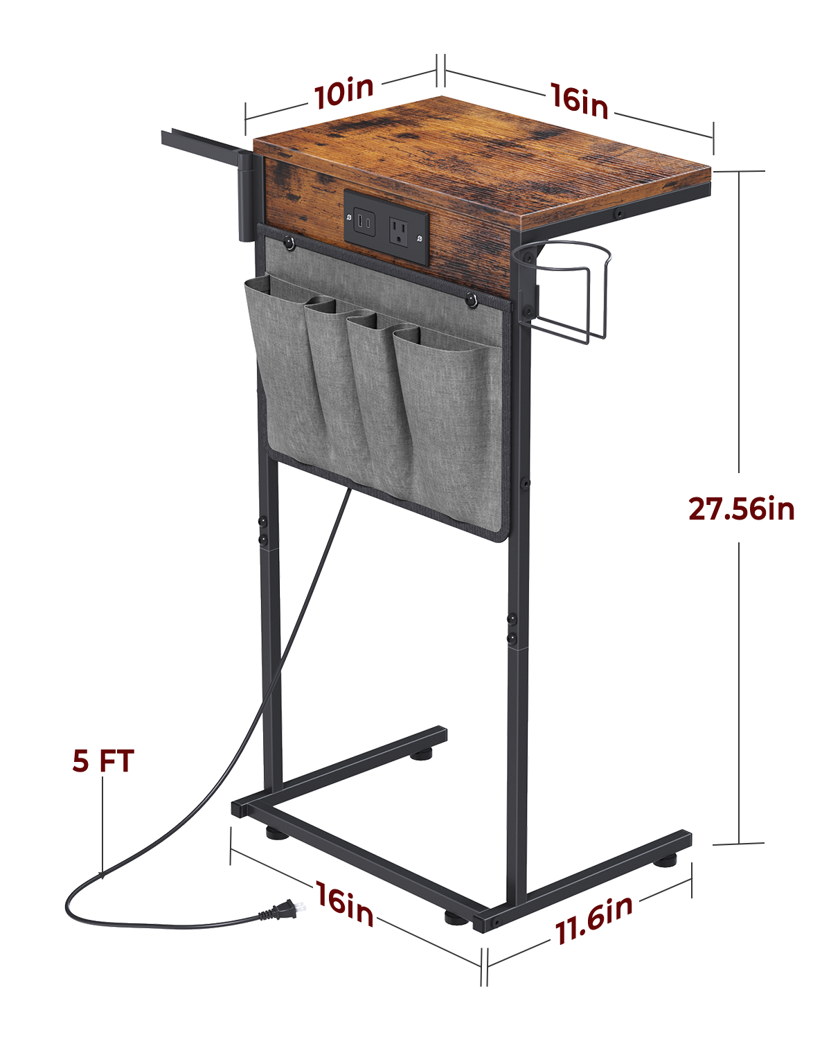 Evermagin TV Tray Table, Foldable Laptop Table with Mouse Tray for Couch, Portable Laptop Desk, Sofa Side Desk for Living Room, Bedroom, Rustic Brown